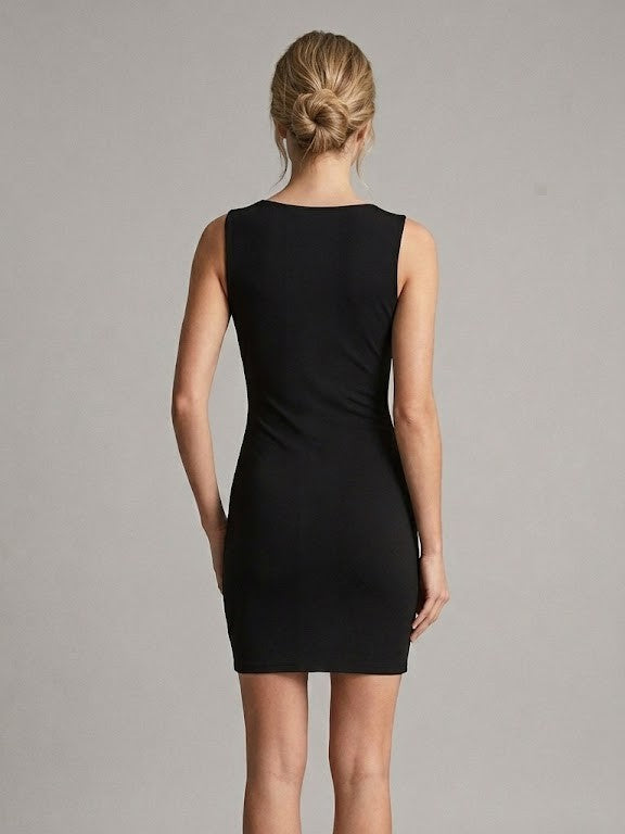 Black Wrap Ruched Bodycon Mini Dress One piece