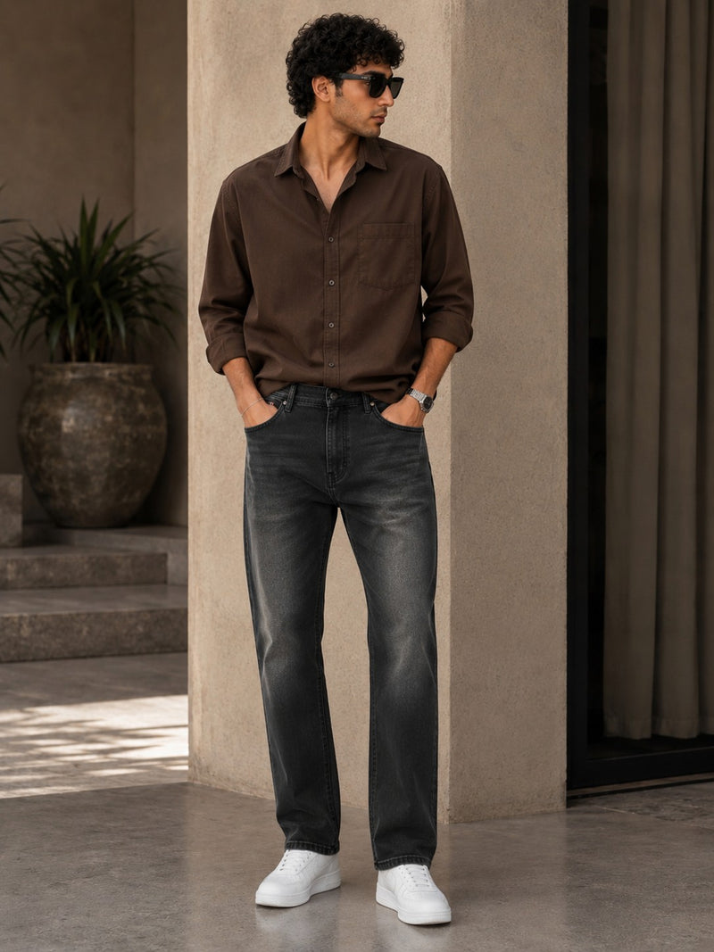 Midnight Fade Straight Fit Jeans – Washed Black