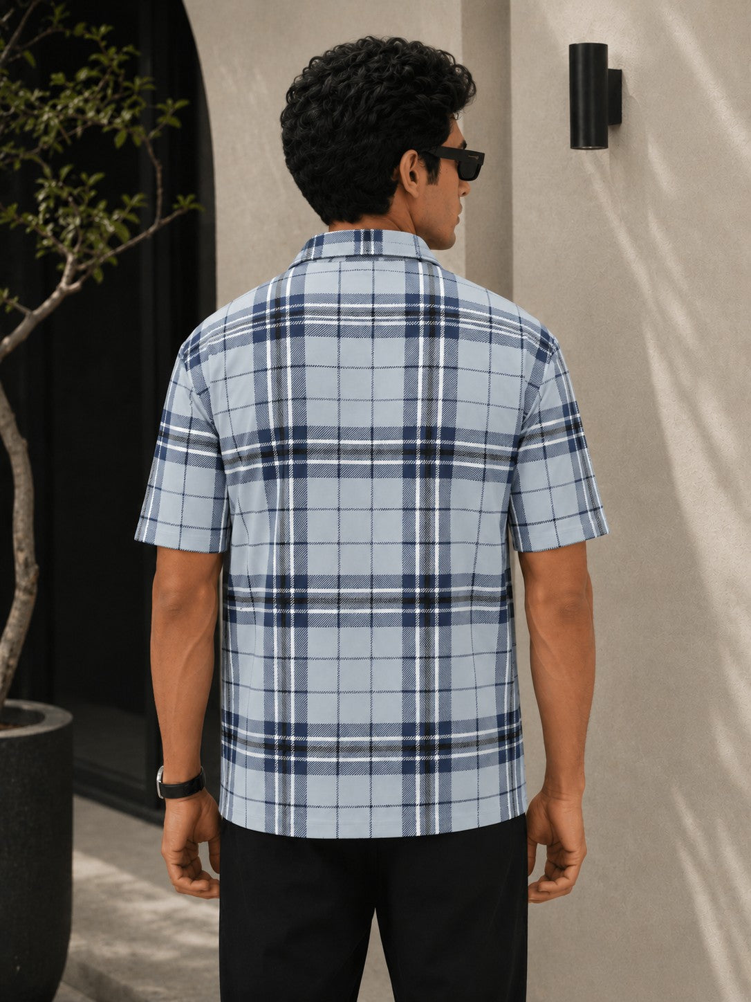 Coastal Check Polo Shirt – Sky Blue