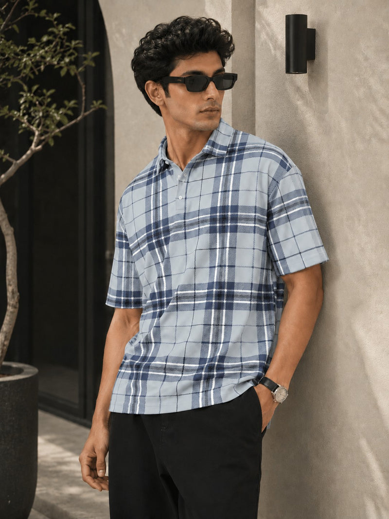Coastal Check Polo Shirt – Sky Blue