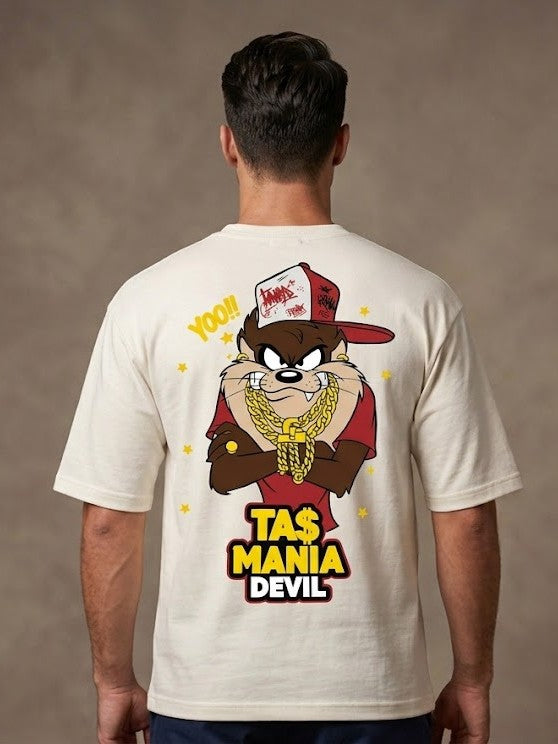 Tas Mania Devil Graphic Drop Shoulder T-Shirt for Men