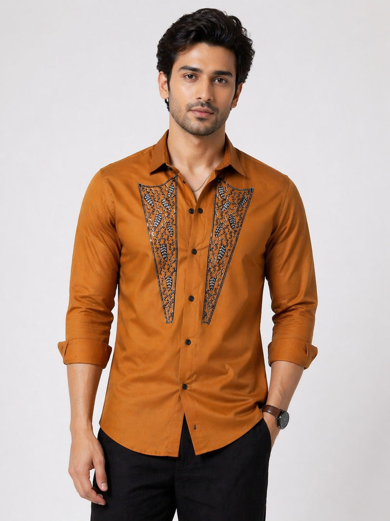 Ochre Artisan Embroidered Shirt