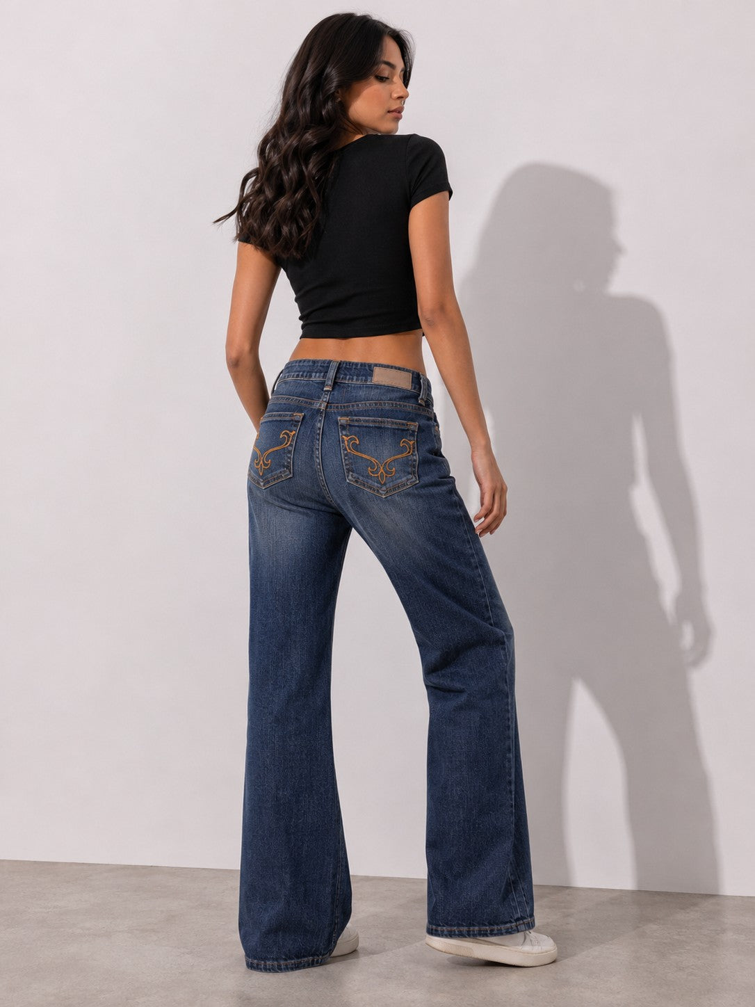 Women's Dark Wash Wide Leg Denim Jeans