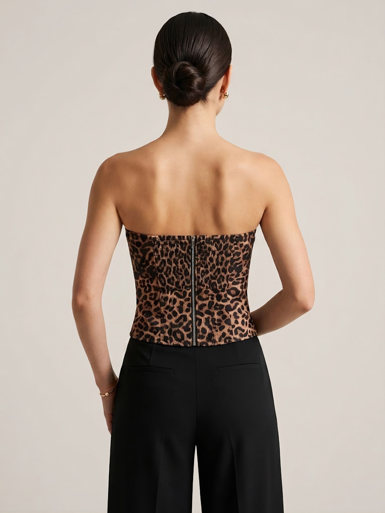 Leopard Print Strapless Corset Top