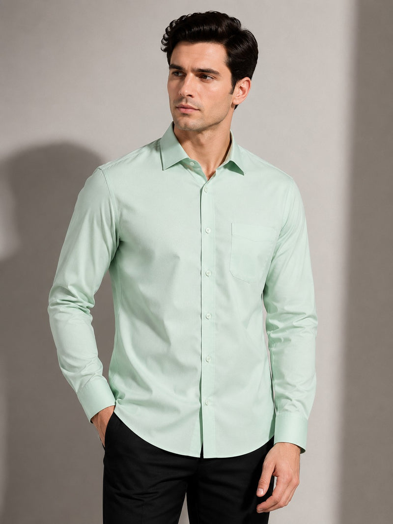 Mint Green Clean-Cut Full-Sleeve Shirt