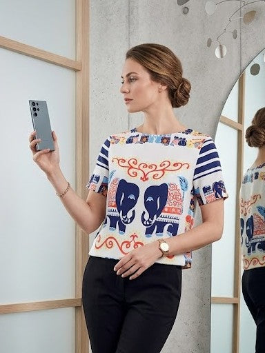Elephant Print Top: Artistic Summer Style
