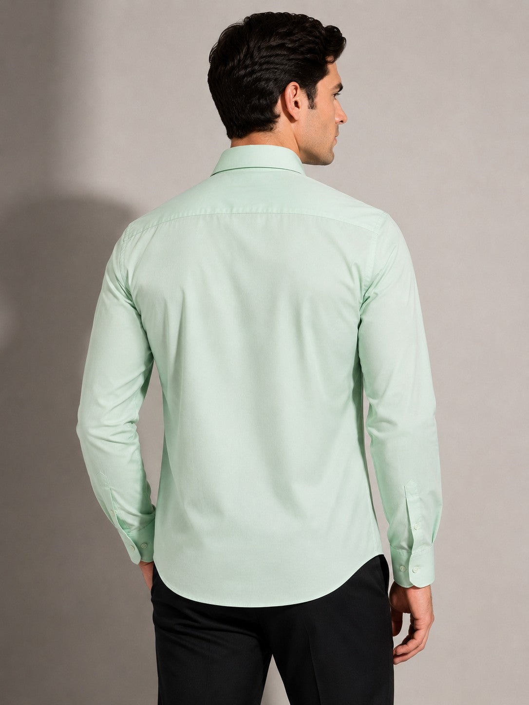 Mint Green Clean-Cut Full-Sleeve Shirt