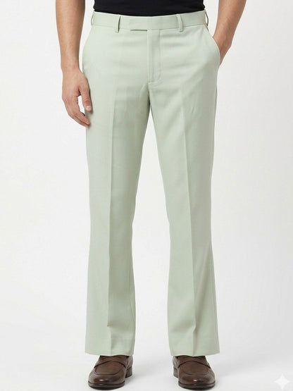 Sage Green Slim-Fit Tailored Trousers
