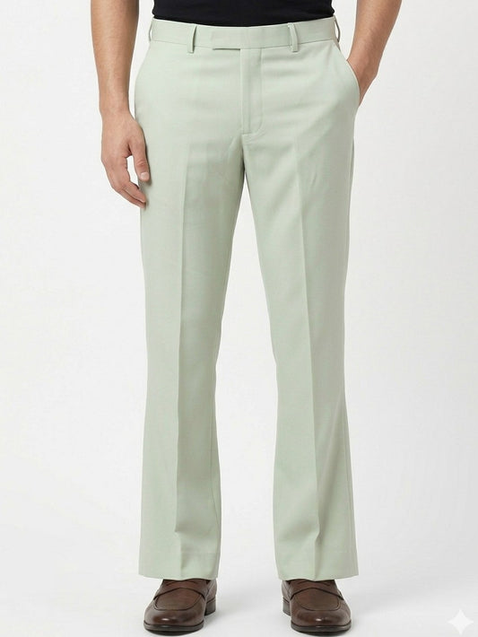 Sage Green Slim-Fit Tailored Trousers
