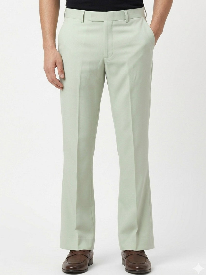 Sage Green Slim-Fit Tailored Trousers