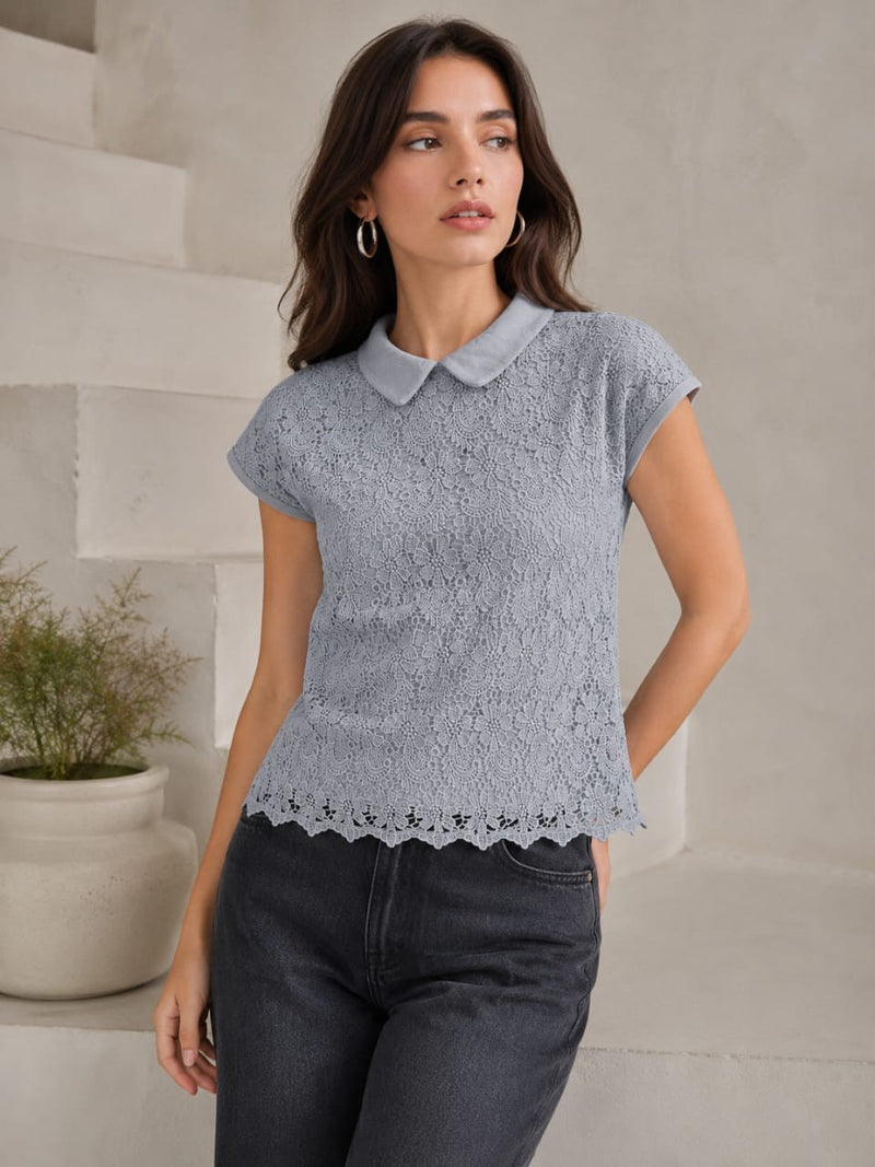 Lace Collar Top