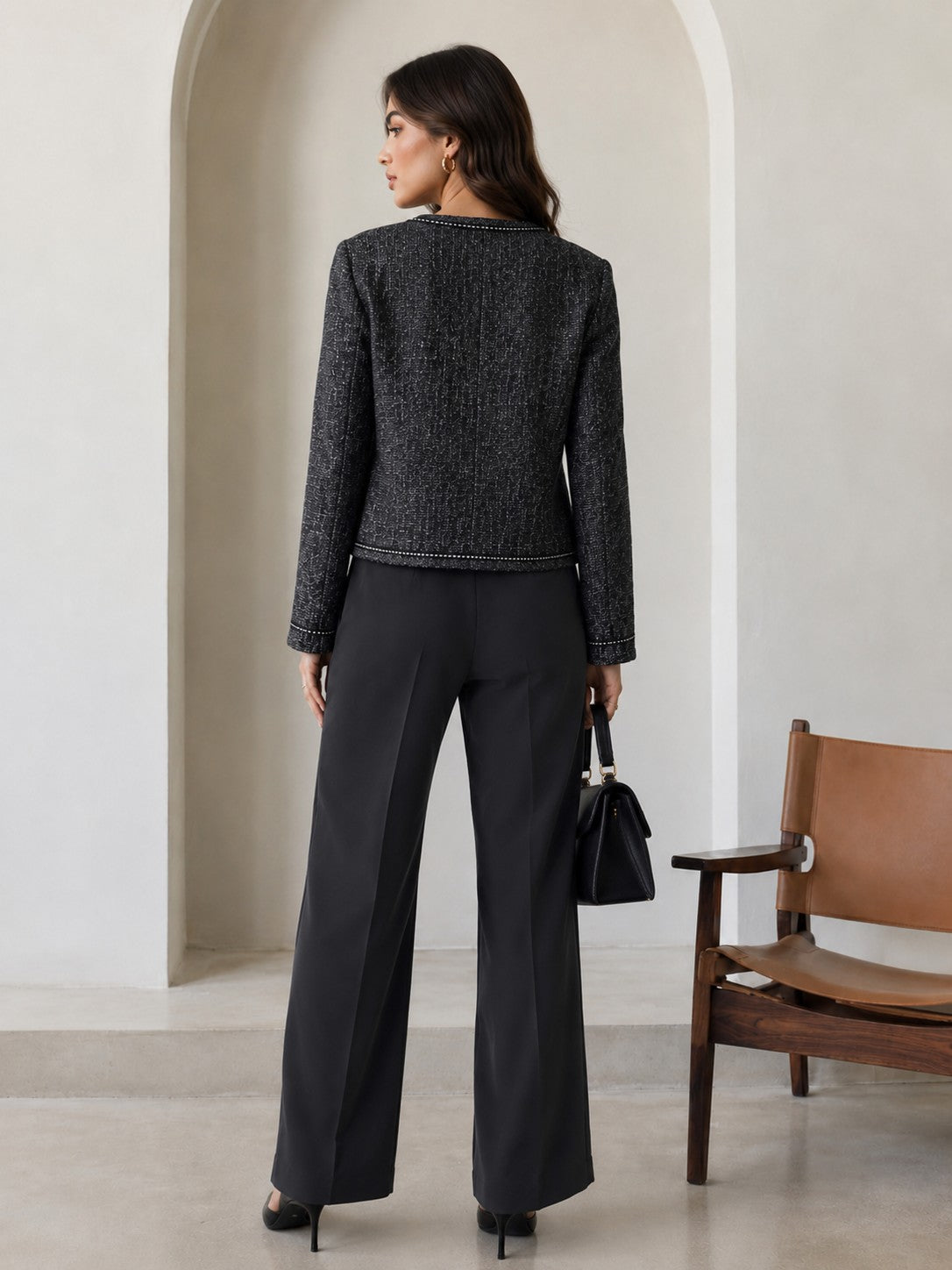 Midnight Elegance Textured Women’s Jacket