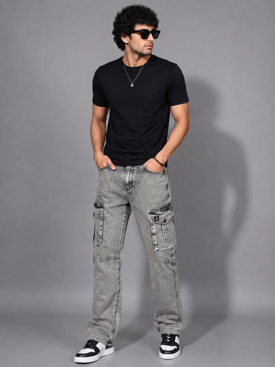 Urban Cargo Denim Jeans – Ash Grey