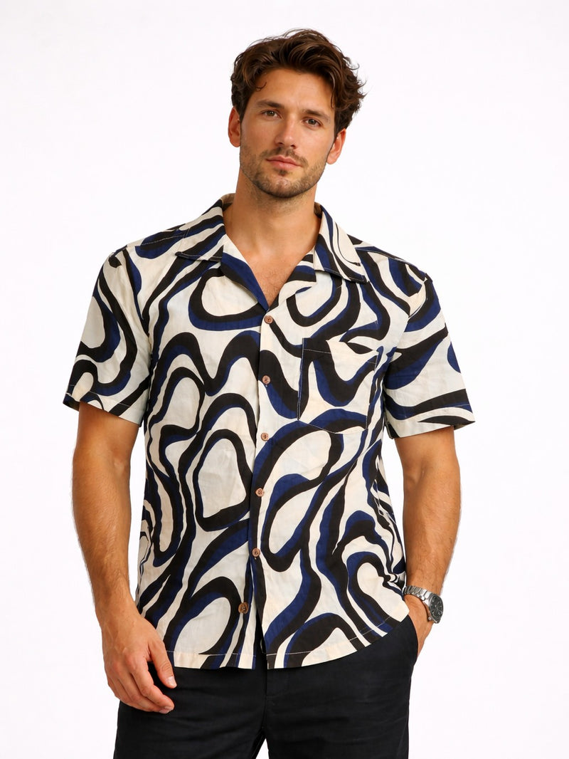 Monochrome Fluid Abstract Shirt