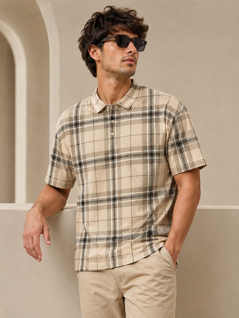 Desert Check Polo Shirt – Beige