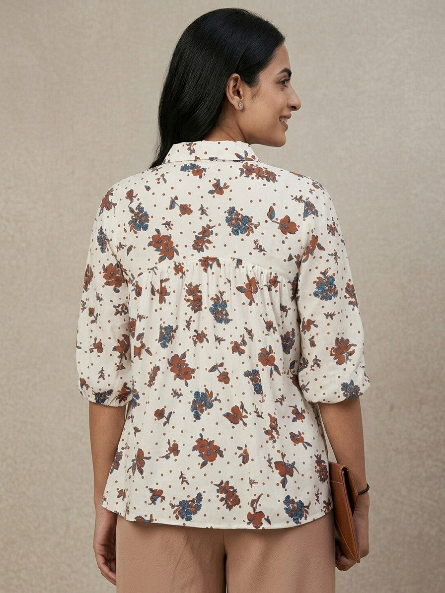 Floral Printed Tassel Tie Top