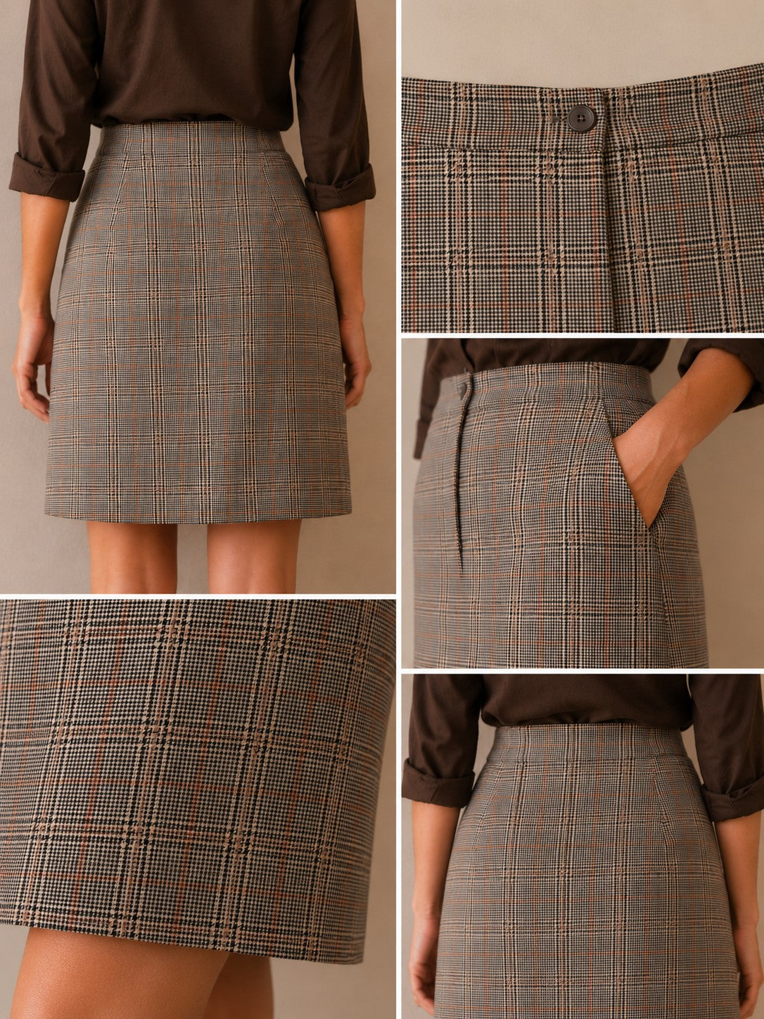 Women's Checked A-Line Mini Skirt