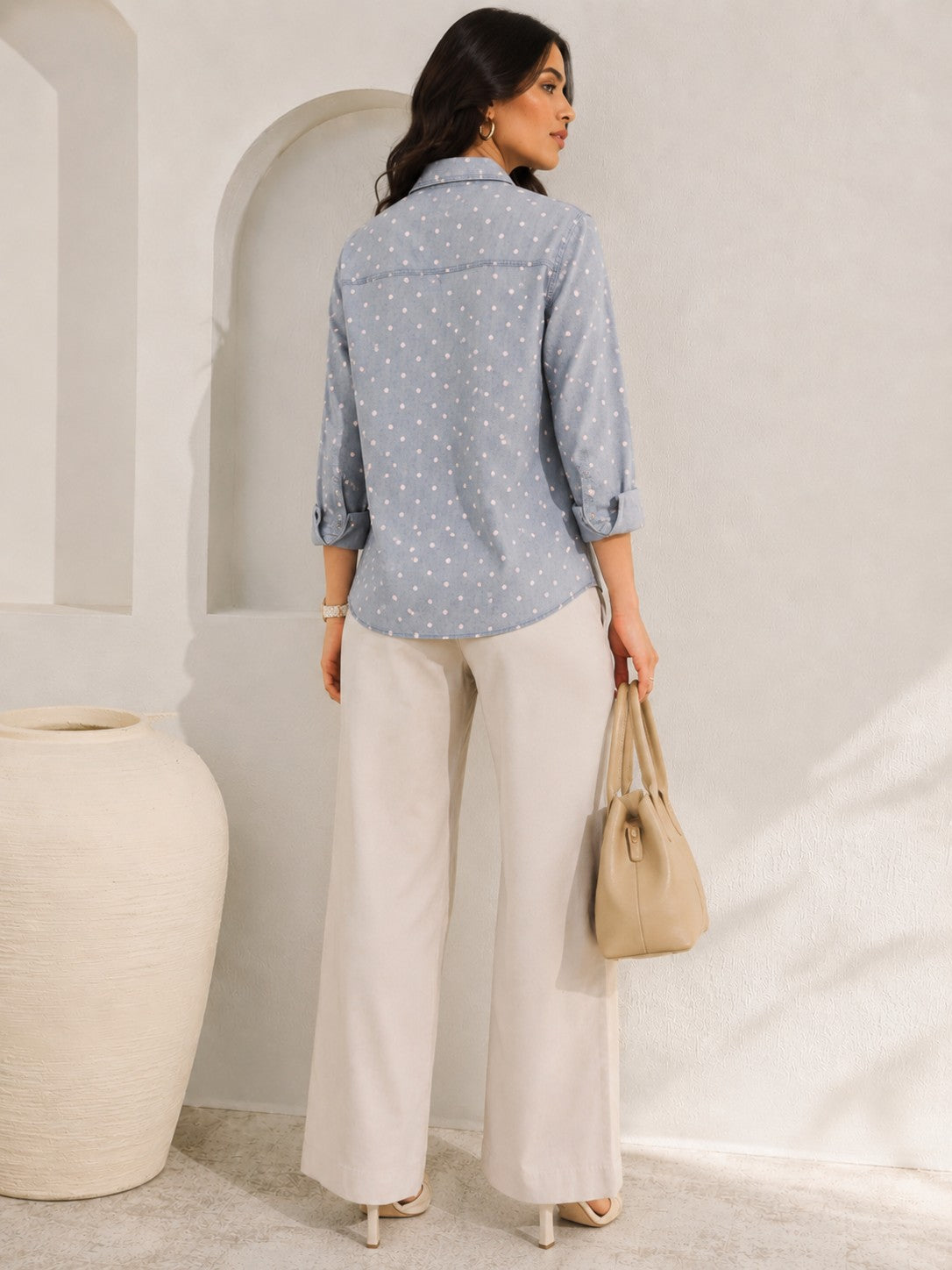 Sky Dot Denim Women’s Shirt