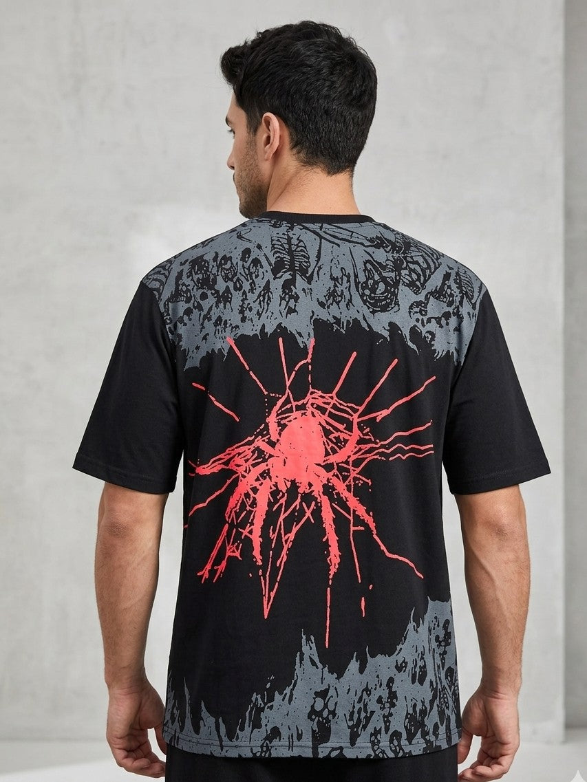 Crimson Web Oversized Graphic Tee