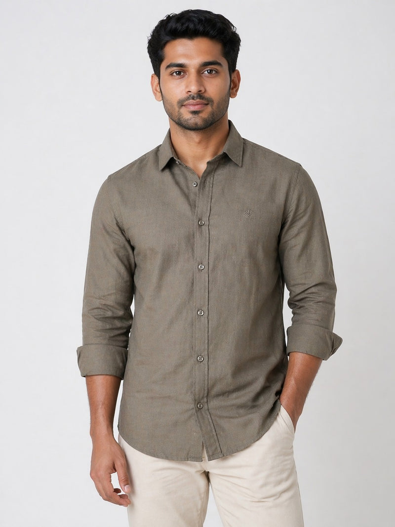 Olive Mist Classic Linen Shirt