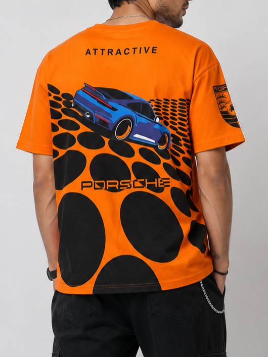 Men's Blaze Orange Porsche Graphic TShirt
