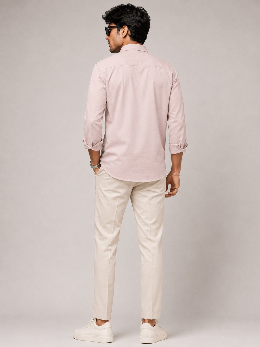 Men's Blush Pink Embellished Casual Shirt