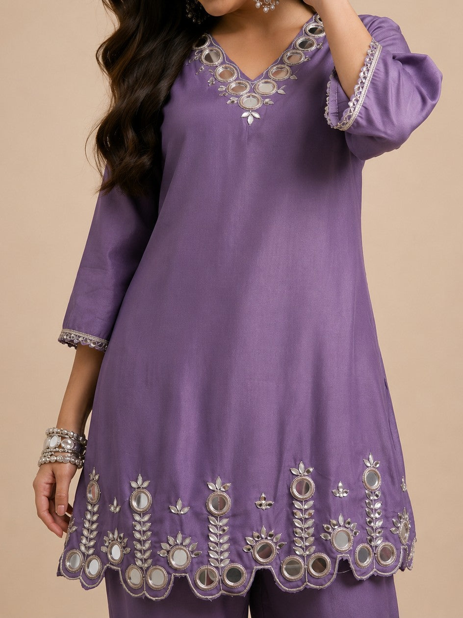 Women's Purple Embellished Cordset