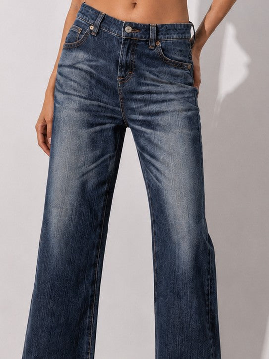 Women's Dark Wash Wide Leg Denim Jeans