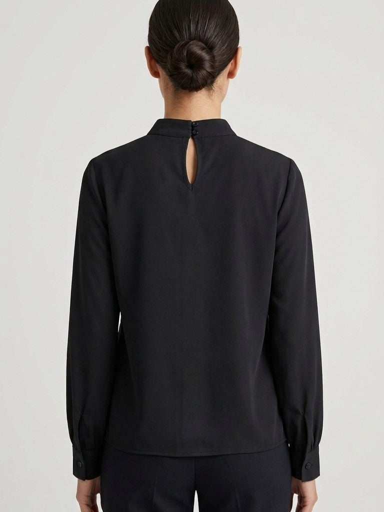 Black Ruffle Detail Formal Top