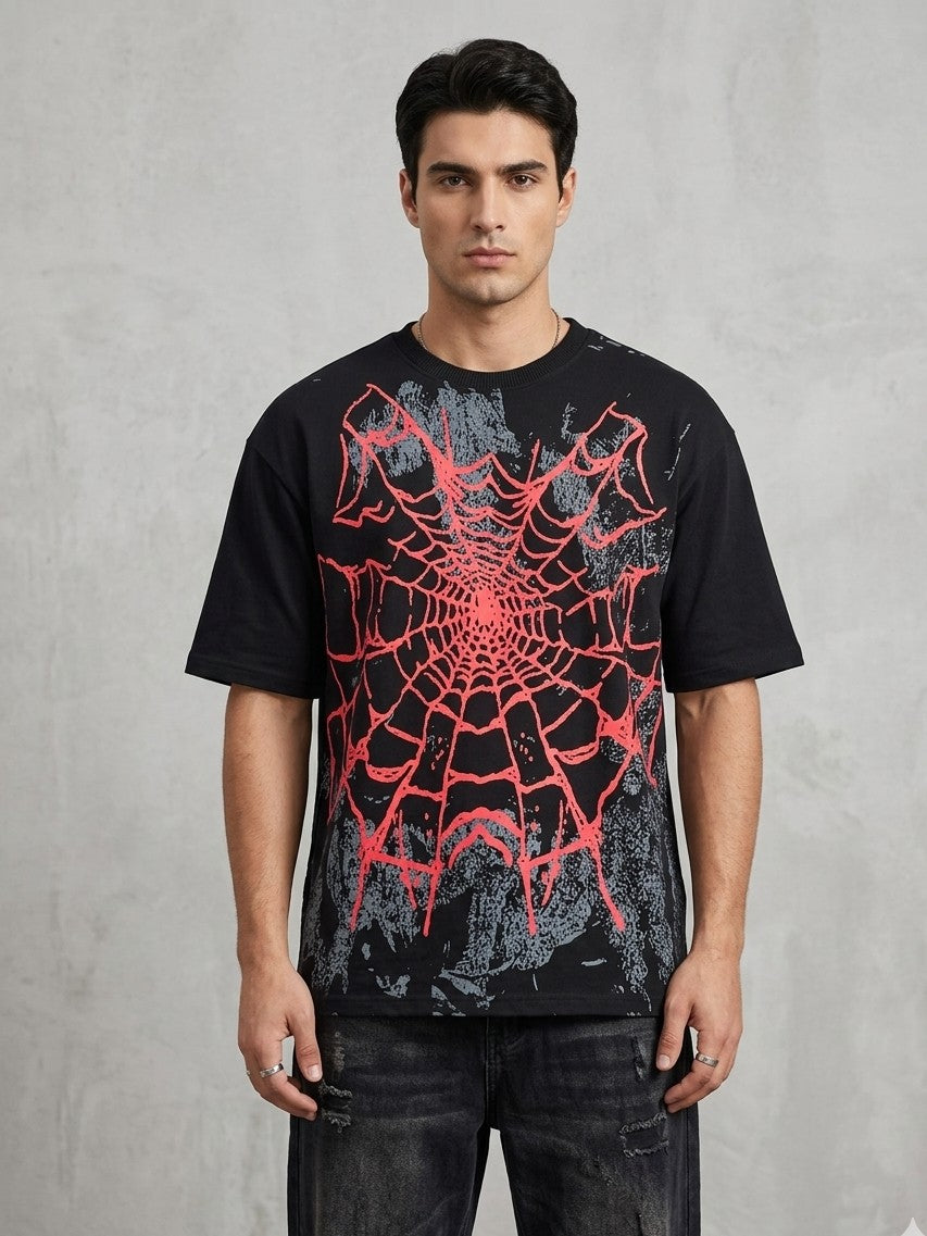 Crimson Web Oversized Graphic Tee