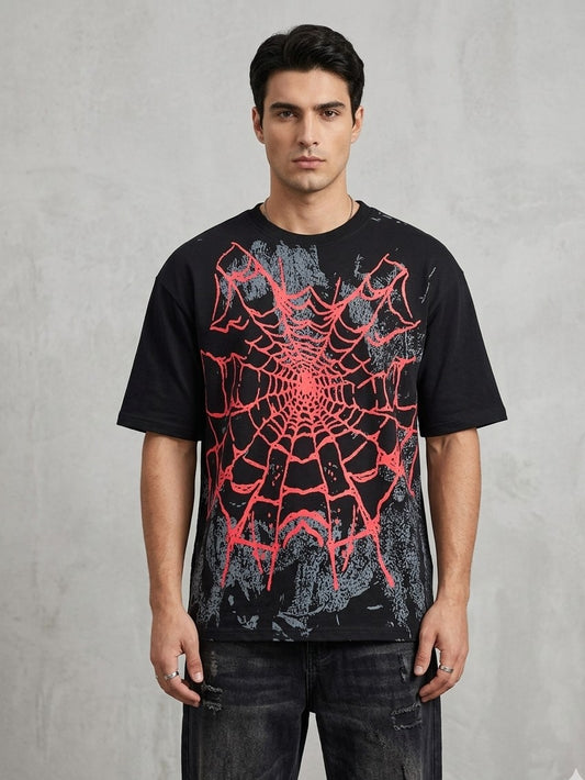 Crimson Web Oversized Graphic Tee