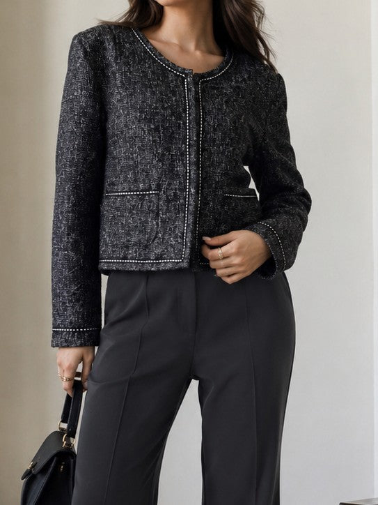 Midnight Elegance Textured Women’s Jacket