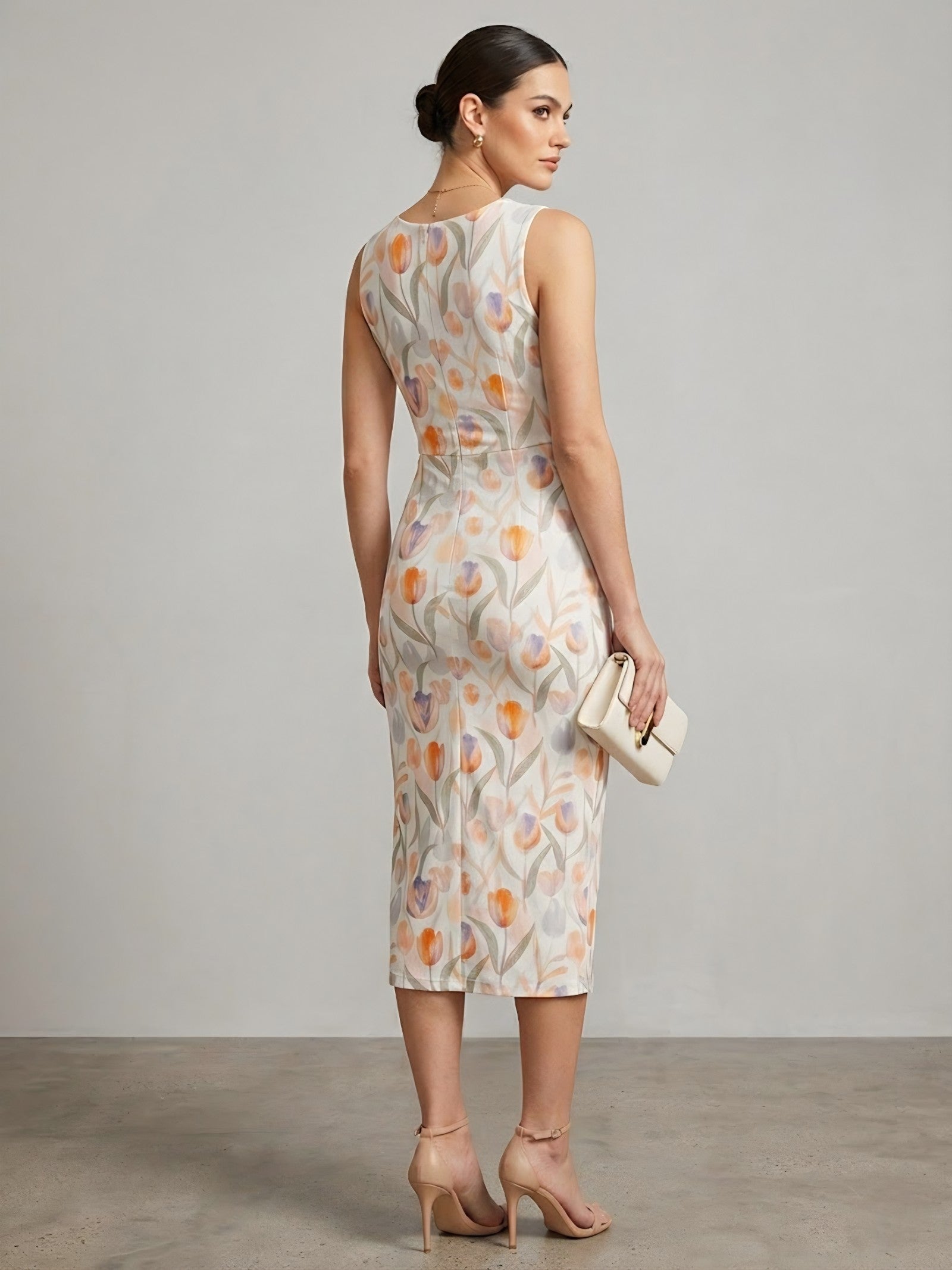 Floral Ruched Midi Dress One Piece