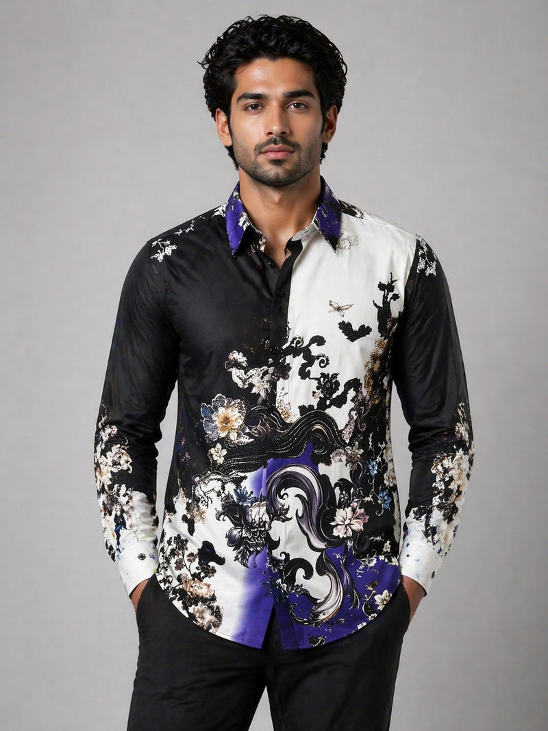 Midnight Bloom Avant-Garde Shirt