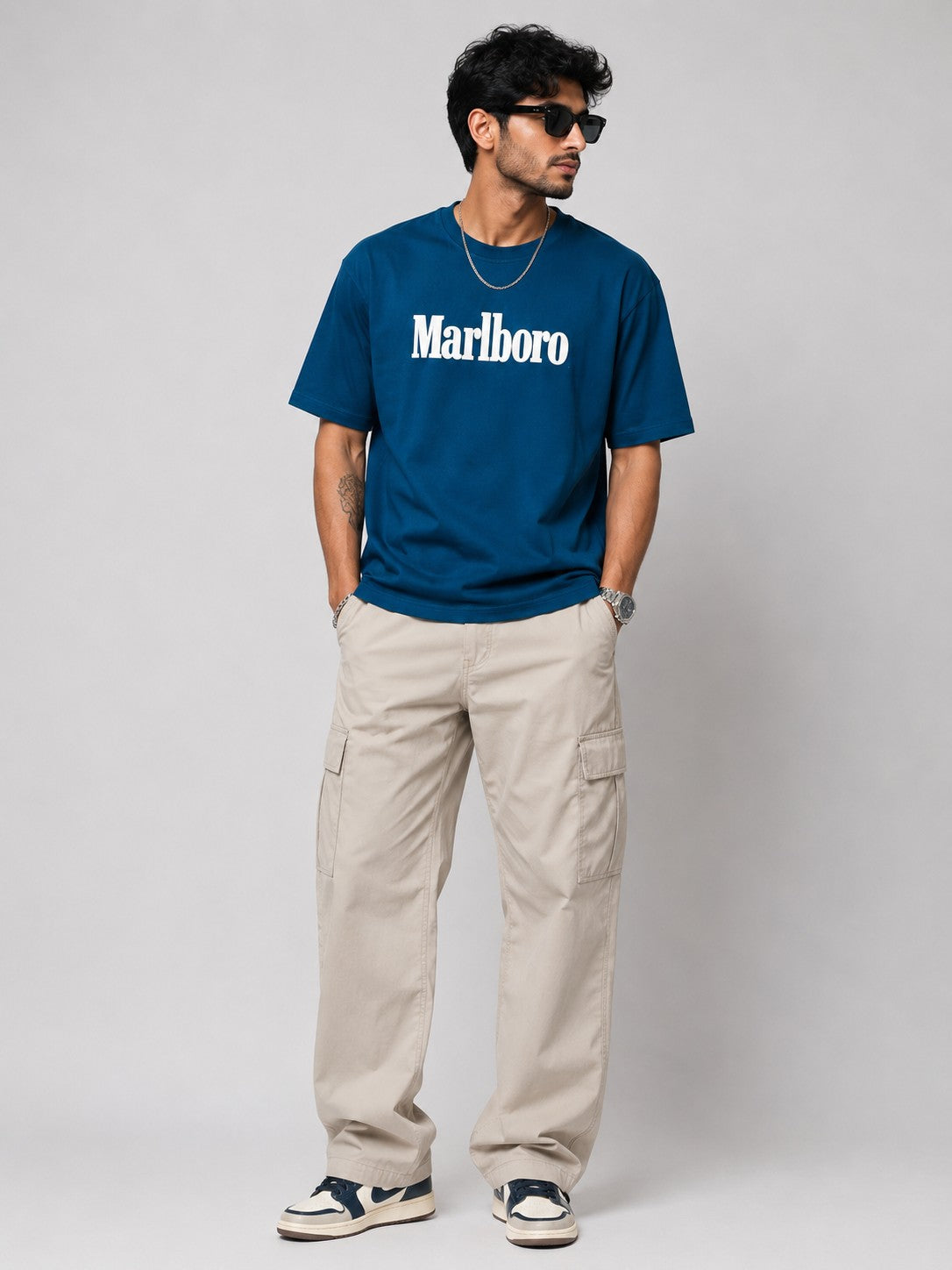 Men's Blue Racing Graphic Oversized TShirt