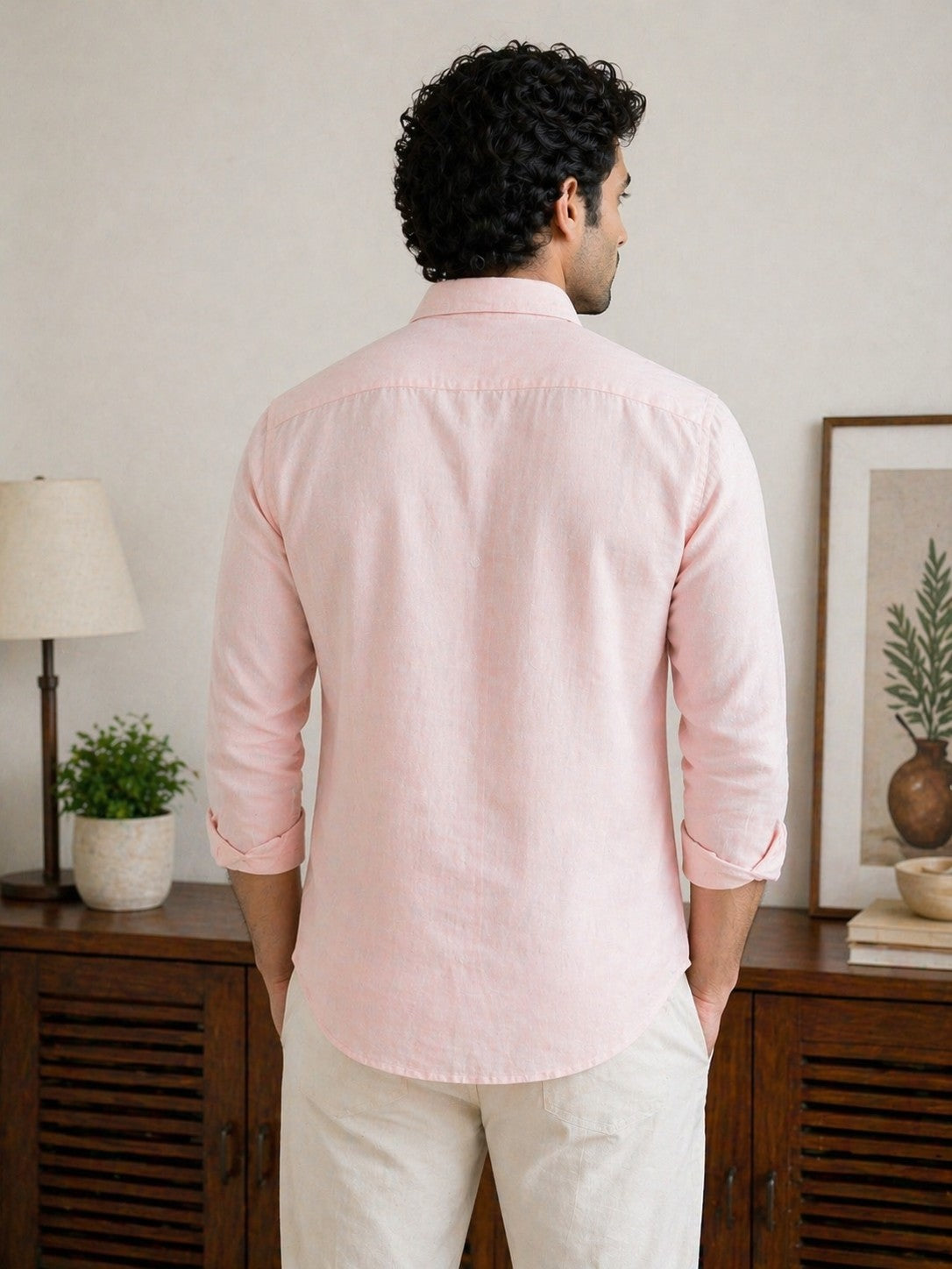 Pastel Peach Premium Linen Shirt