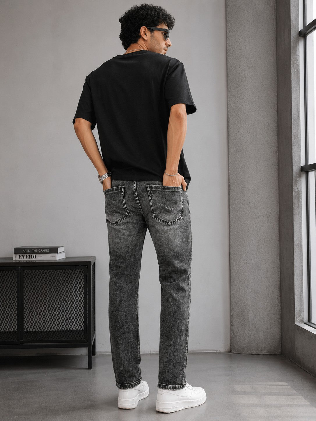 Men's Washed Grey Utility Denim Jeans