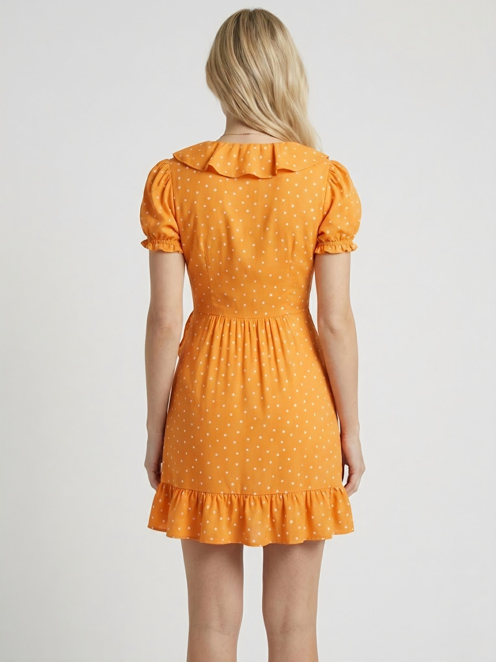 Tangerine Polka-Dot Wrap Dress One Piece