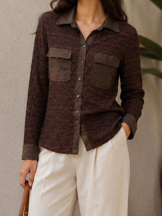Mocha Bloom Lace Women’s Shirt