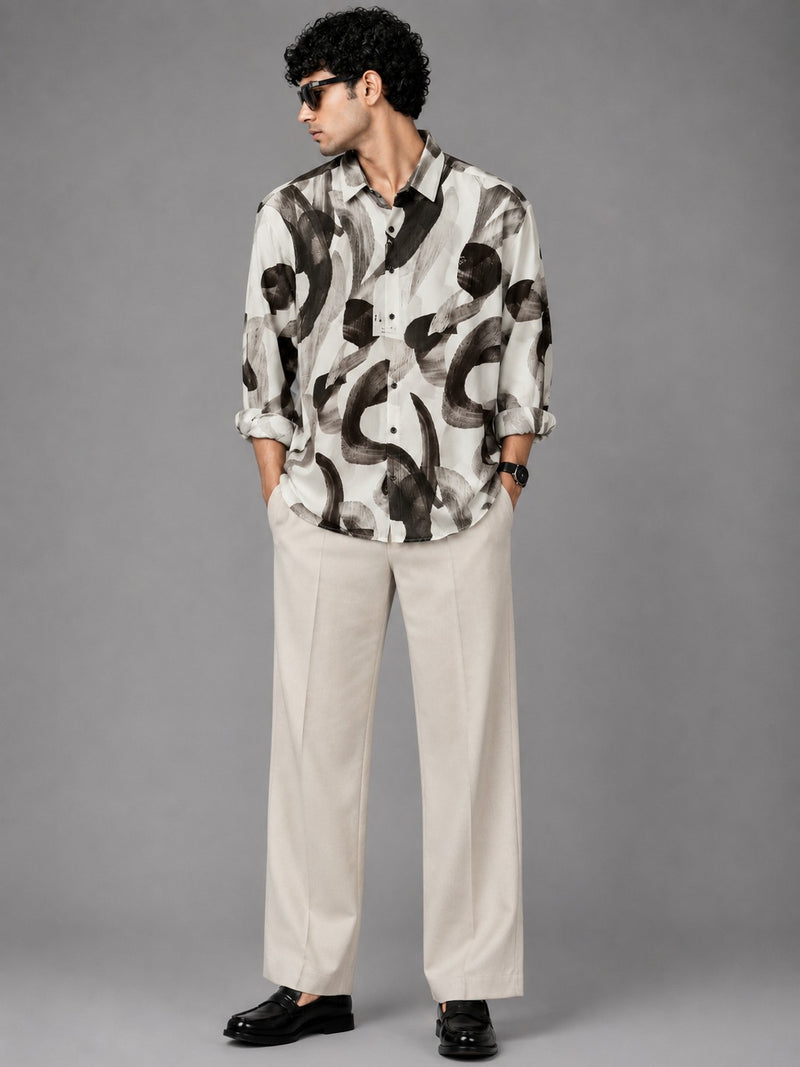Men's Brown Printed Casual Shirt