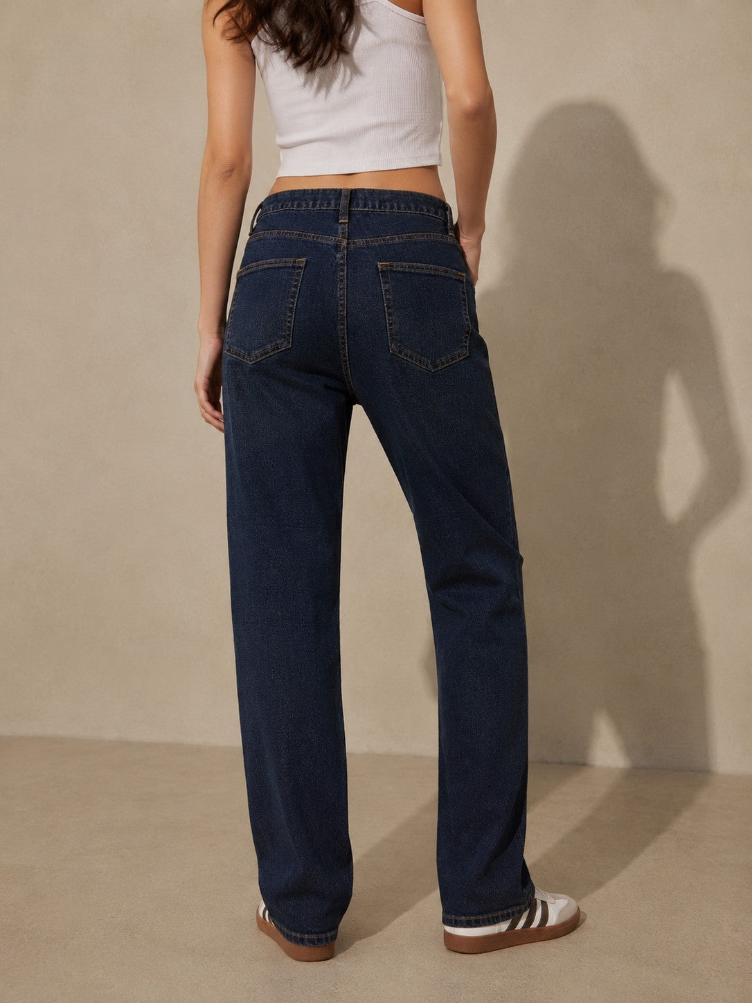 Women's Mid-Rise Straight Leg Jeans in Deep Indigo Wash