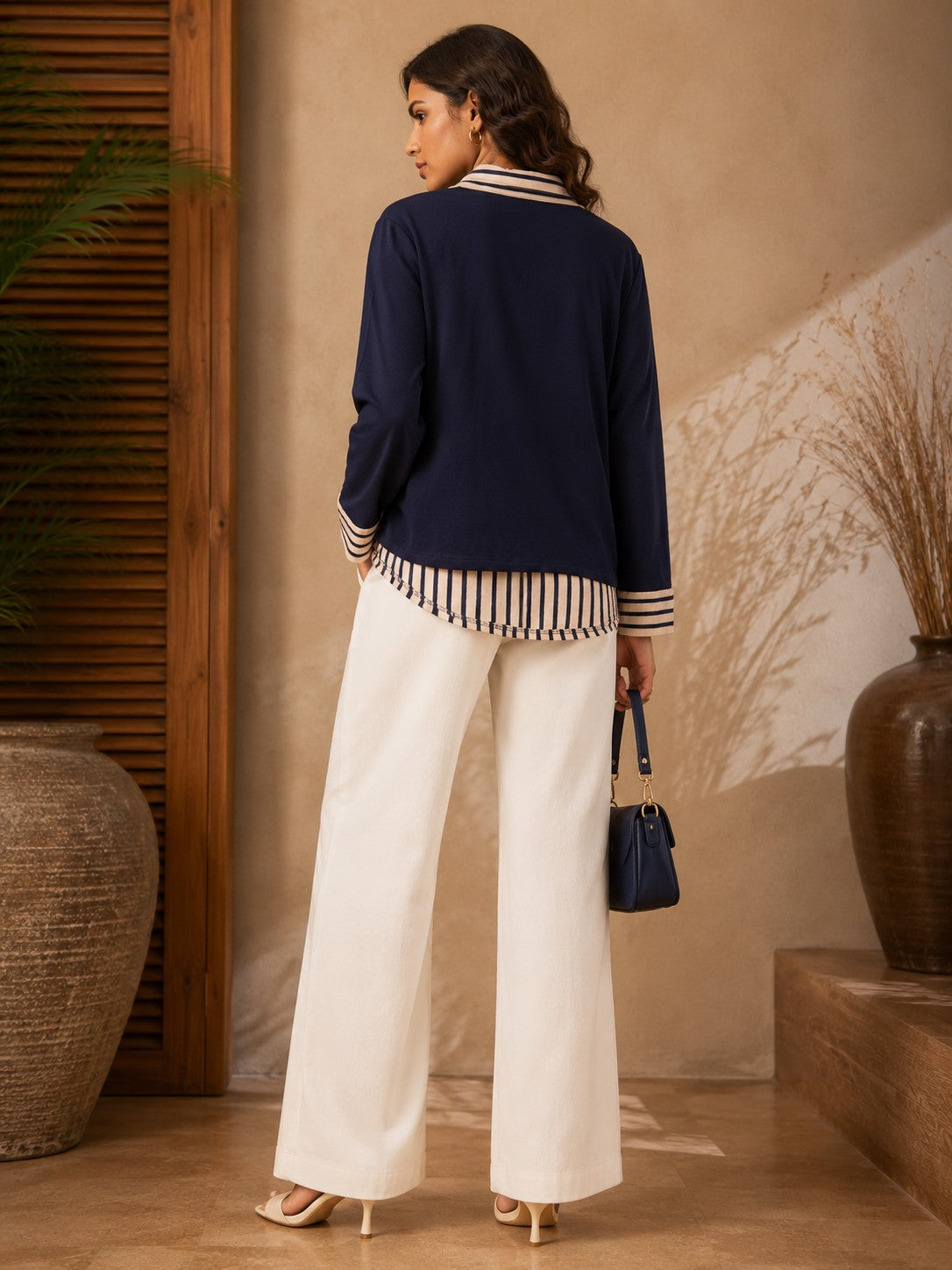Navy Stripes Layered Women’s Shirt