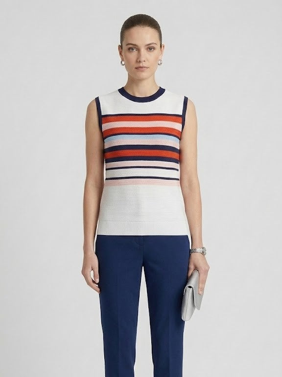 Striped Sleeveless Knit Top