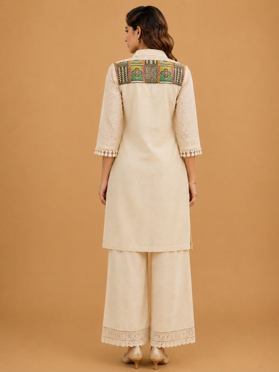 Women's Cream Printed Cordset