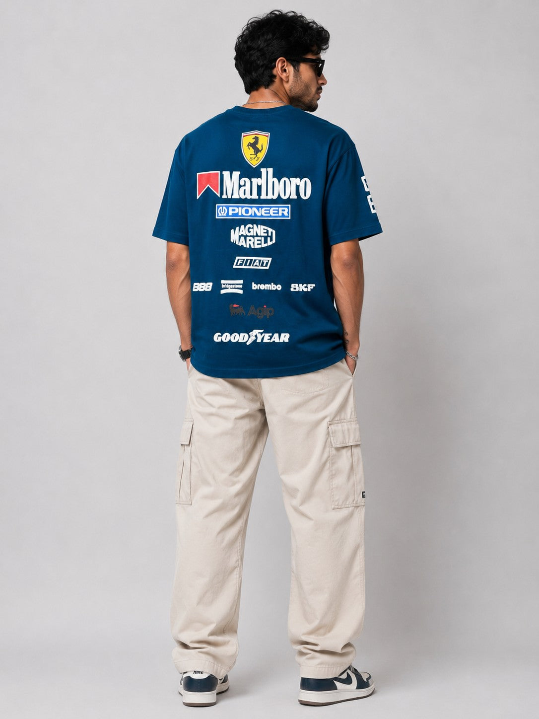 Men's Blue Racing Graphic Oversized TShirt