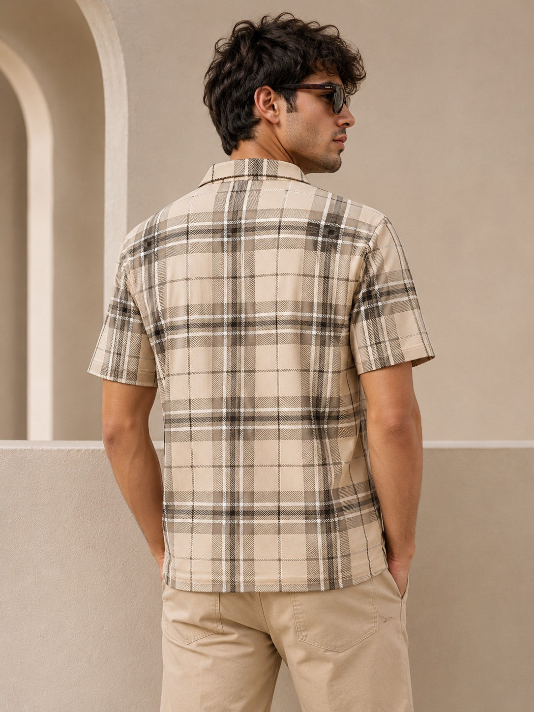 Desert Check Polo Shirt – Beige