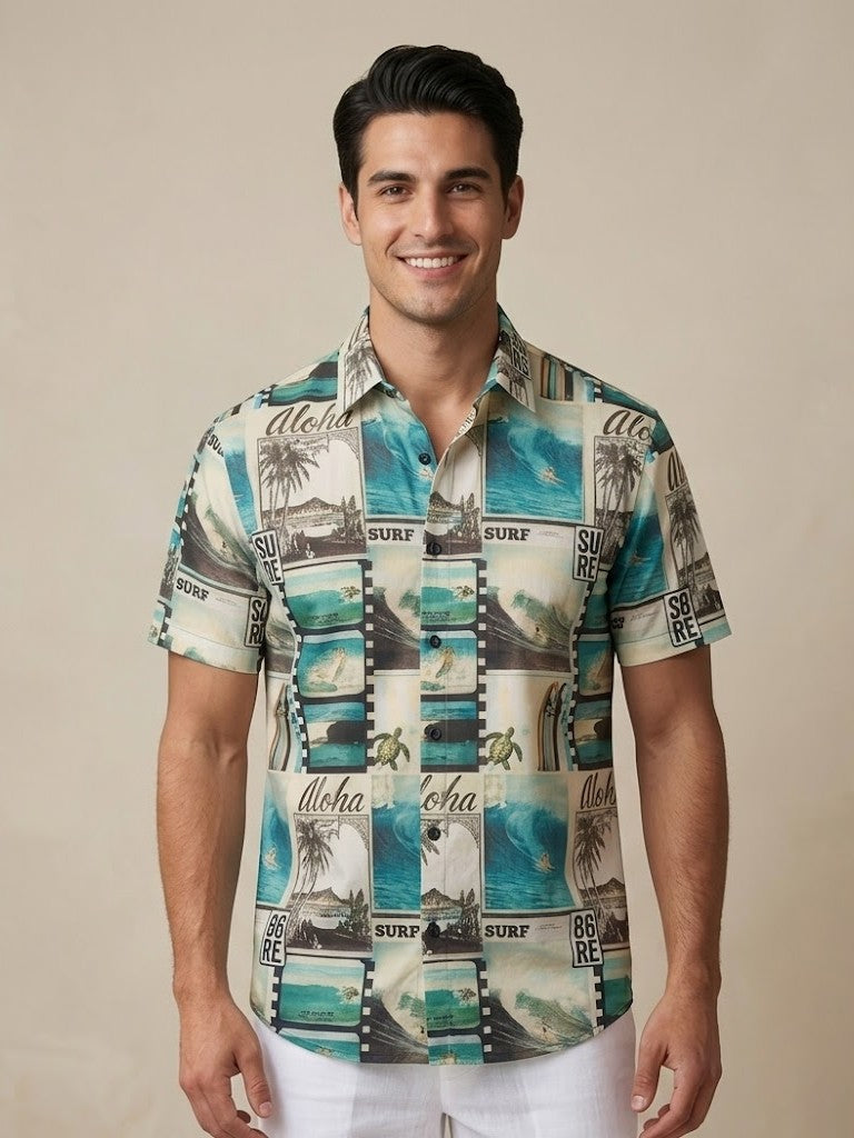 Aloha Surf Printed Casual Half Sleeve Shirt for Men