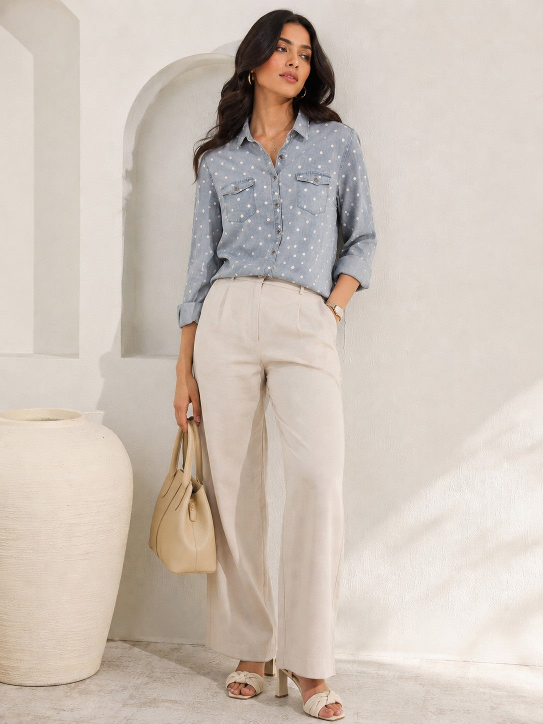 Sky Dot Denim Women’s Shirt