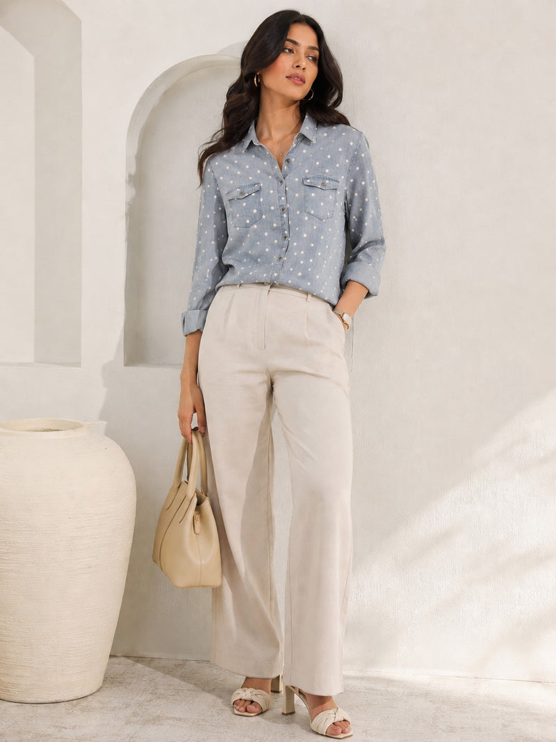 Sky Dot Denim Women’s Shirt