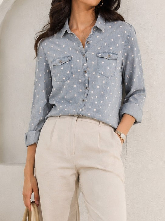 Sky Dot Denim Women’s Shirt